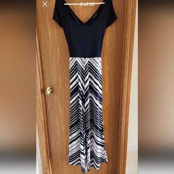 JUMPSUIT medium Venus pockets solid print romper blue white one piece cutout - Picture 14 of 16